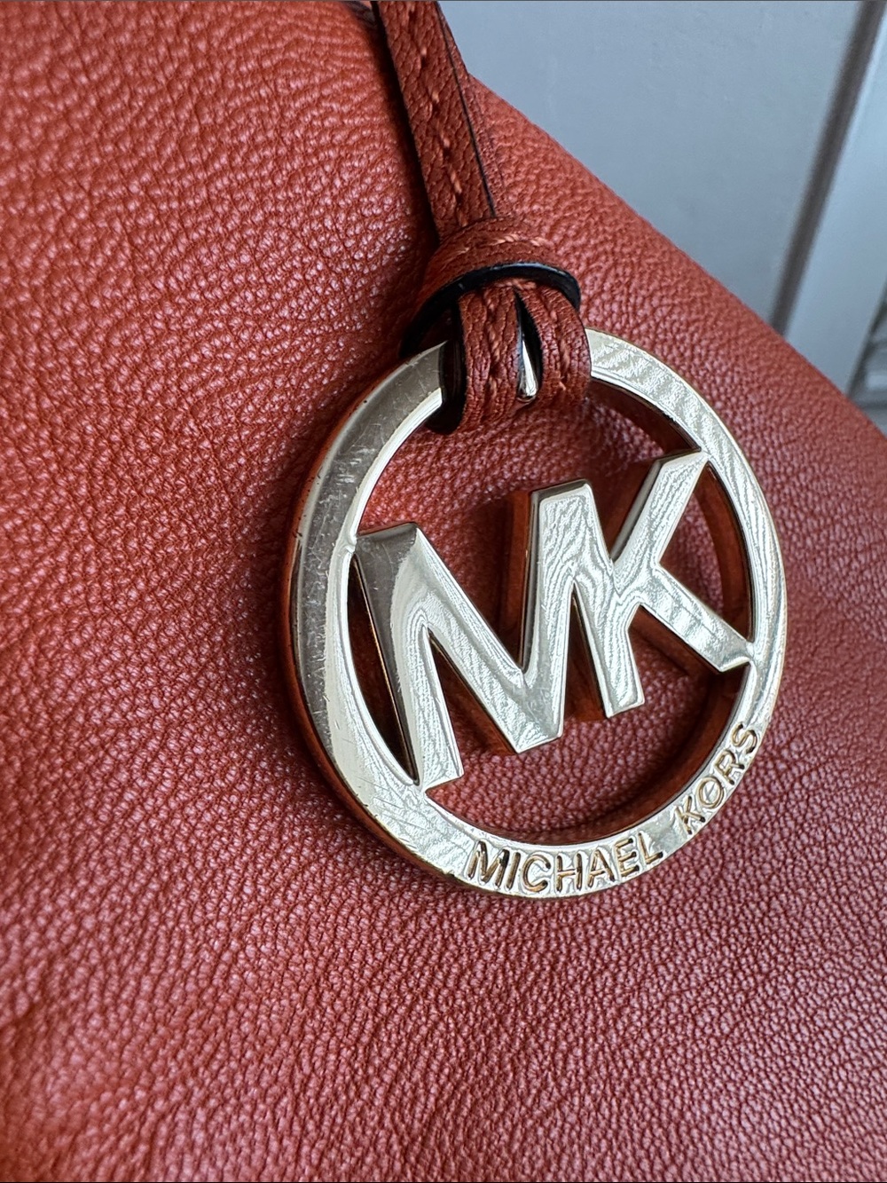 Michael Kors Kingsbury Orange Bucket Bag All Leather Tote - Picture 14 of 14